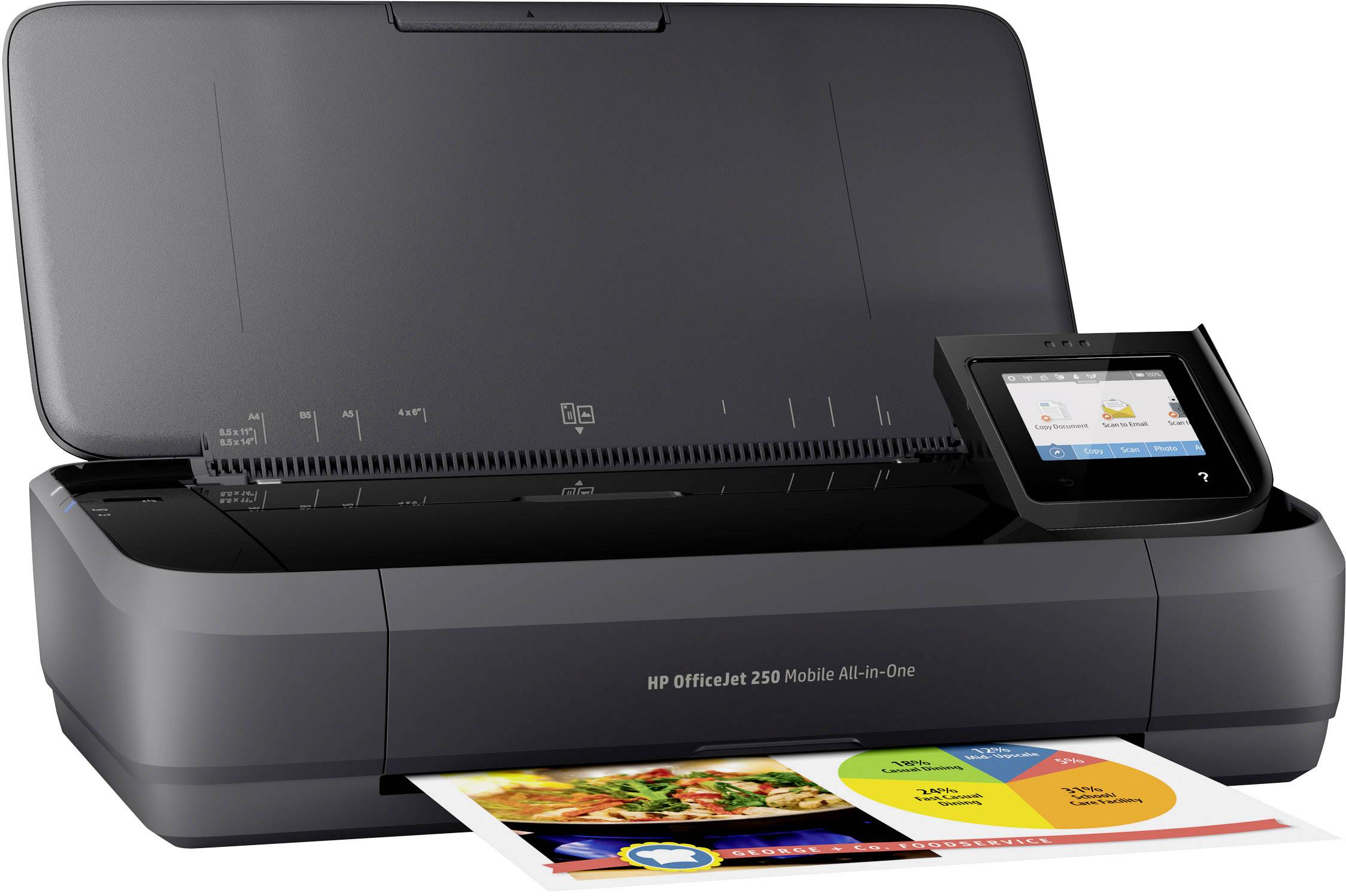 HP OfficeJet 250 All-in-One Multifunktionsdrucker Tintenstrahl Farbe A4 Drucker, Scanner, Kopierer Akku-Betrieb, WLAN, ADF