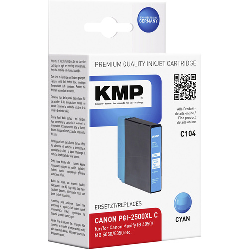 KMP Tinte ersetzt Canon PGI-2500XL C Kompatibel  Cyan C104 1565,0003