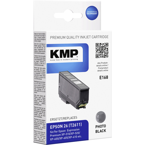 KMP Tinte ersetzt Epson T2611, 26 Kompatibel Photo Schwarz E168 1626,4841