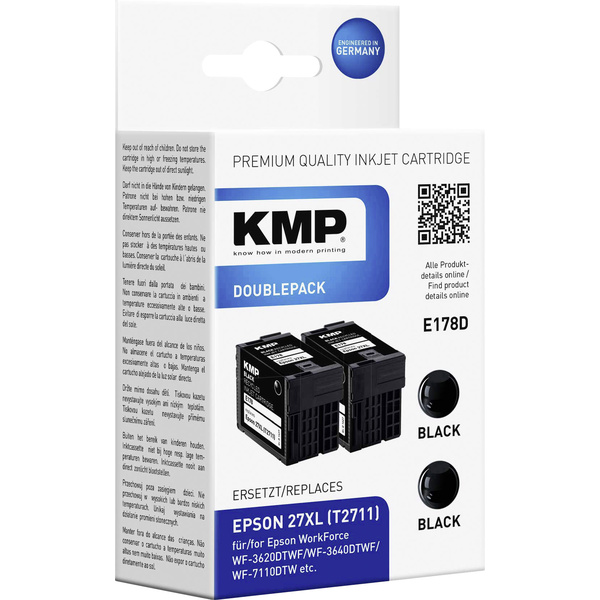 KMP Tinte ersetzt Epson T2711, 27XL Kompatibel 2er-Pack Schwarz E178D 1627,4021