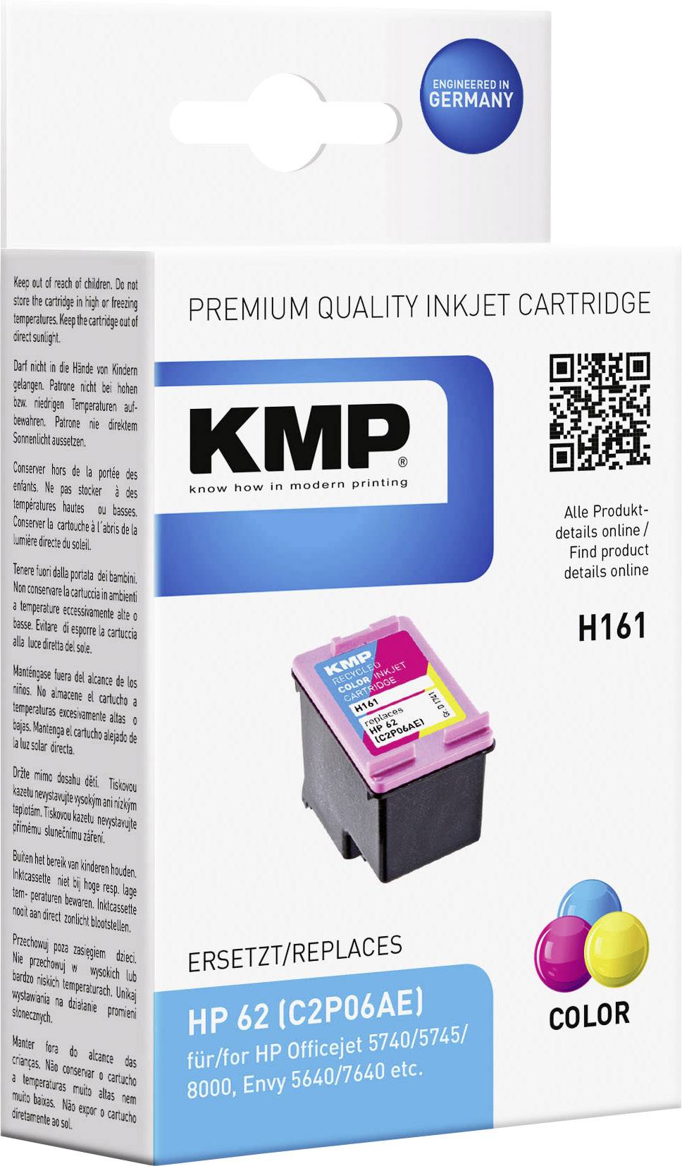 KMP Druckerpatrone ersetzt HP 62 Kompatibel Cyan, Magenta, Gelb H161 1741,4830