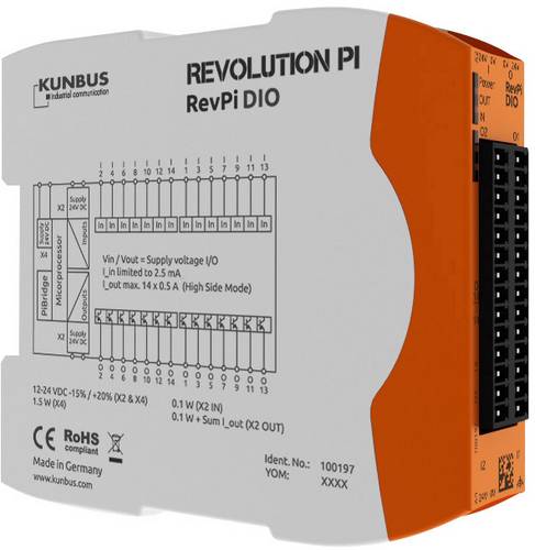 Kunbus Revolution Pi by RevPi DIO PR100197 SPS-Erweiterungsmodul 24 V