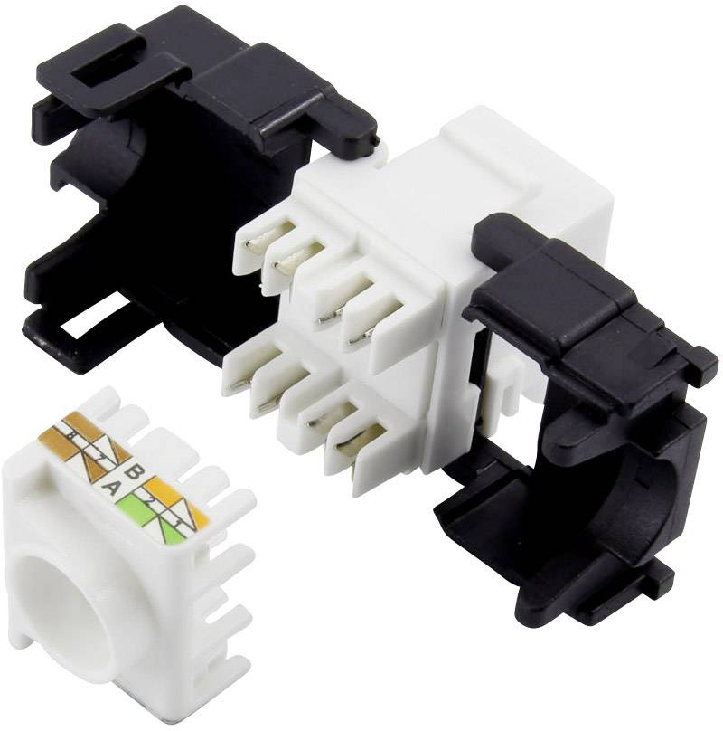 TRU Components RJ45 Kupplung, CAT 6a 93038C361 Kupplung, gerade Polzahl Sensoren 8 Schwarz, Weiß