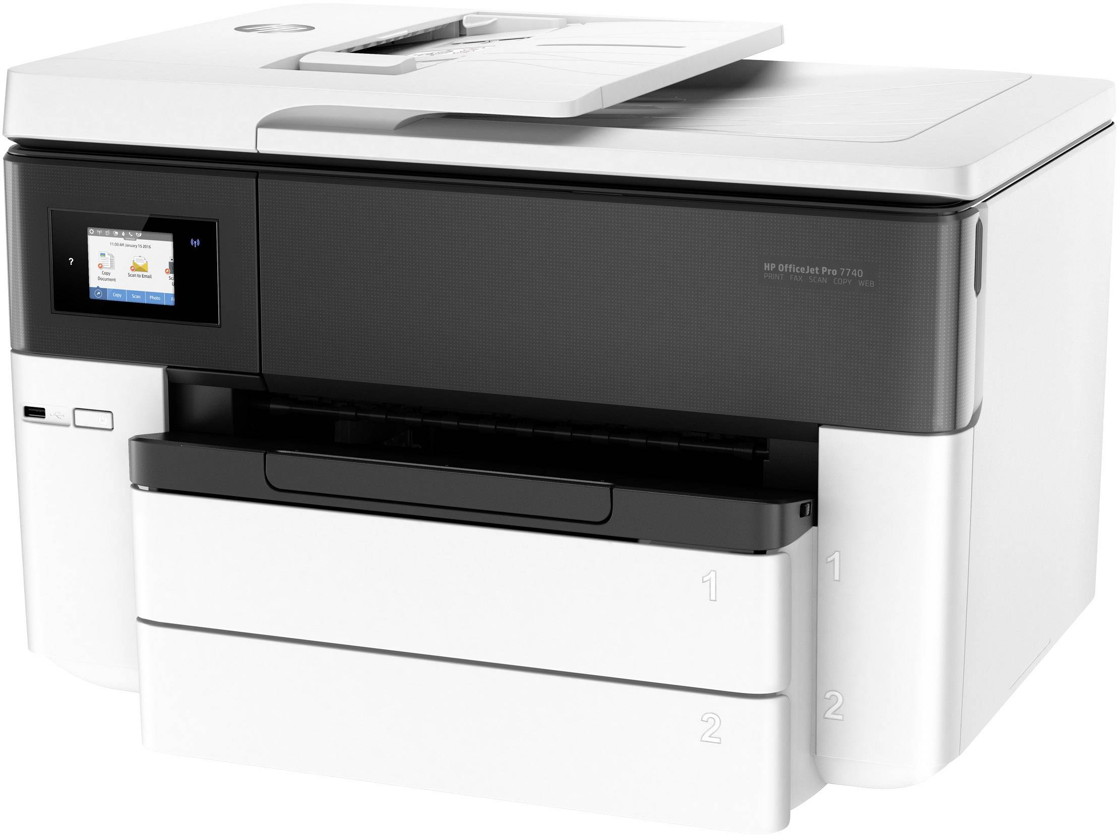HP OfficeJet Pro 7740 WF Multifunktionsdrucker Tintenstrahl Farbe A3 Drucker, Scanner, Kopierer, Fax WLAN, Duplex, Duplex-ADF