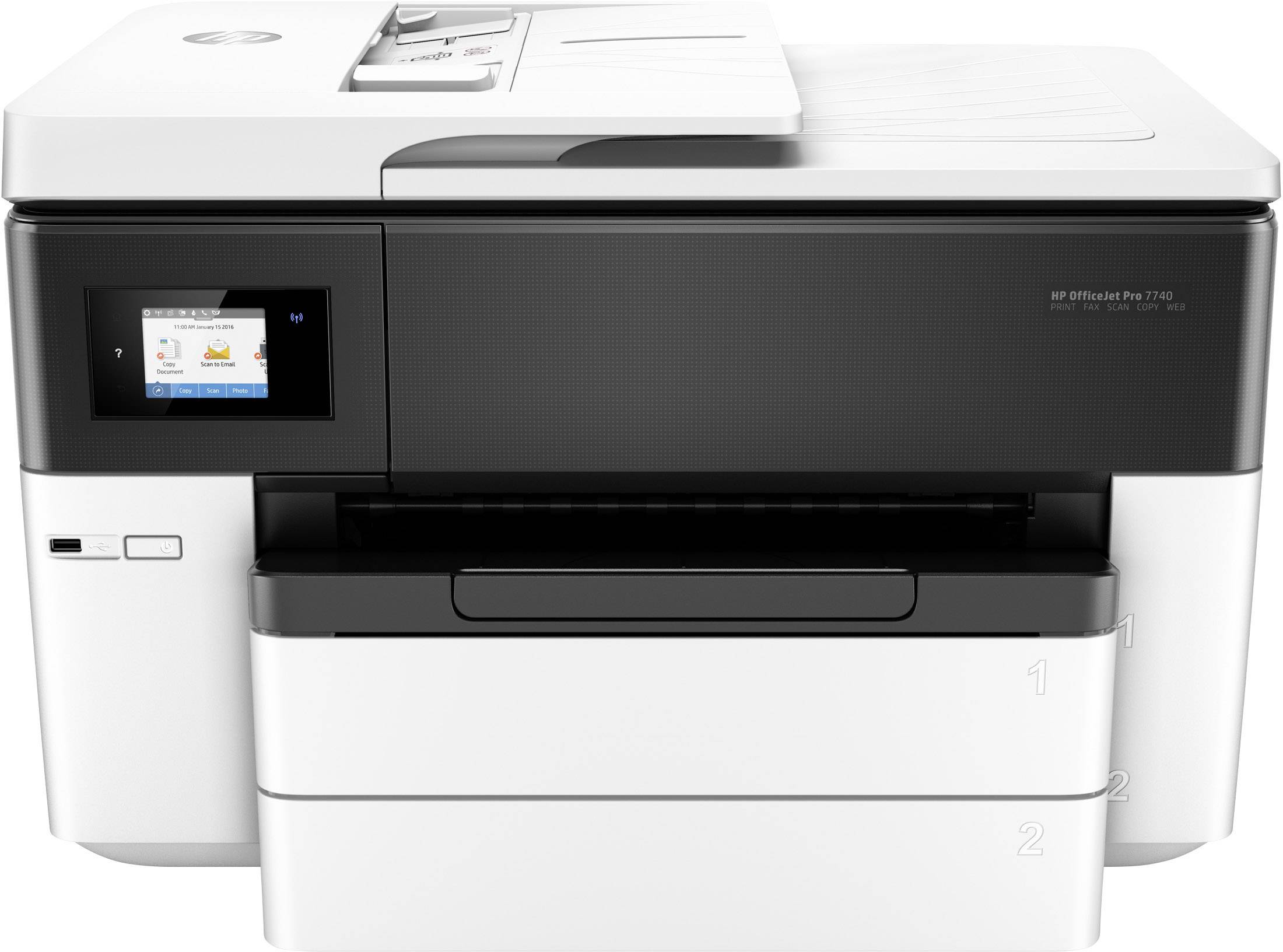 HP OfficeJet Pro 7740 WF Multifunktionsdrucker Tintenstrahl Farbe A3 Drucker, Scanner, Kopierer, Fax WLAN, Duplex, Duplex-ADF