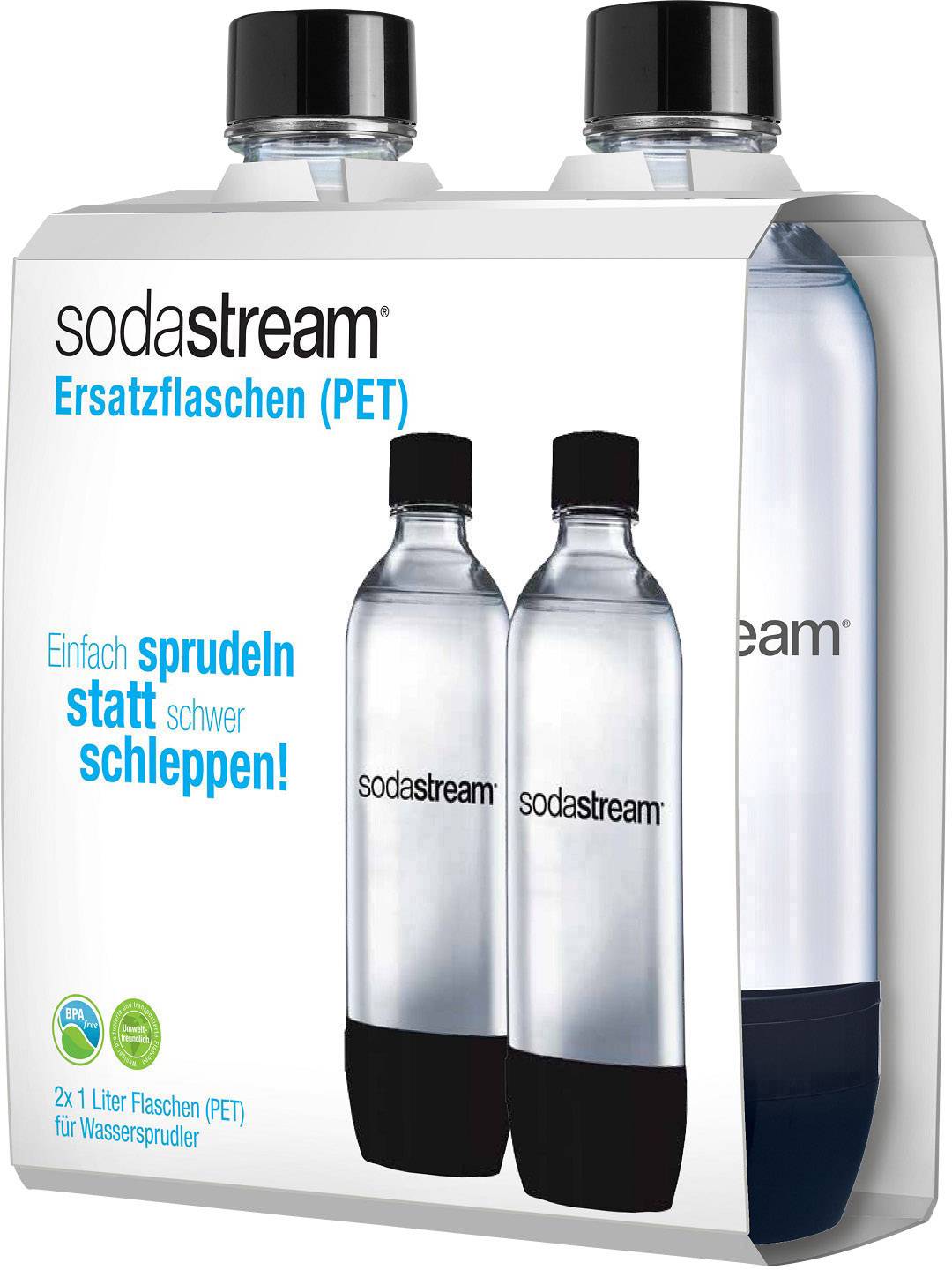Sodastream PET-Flasche PET Flasche 1L Duopack Klar, Schwarz