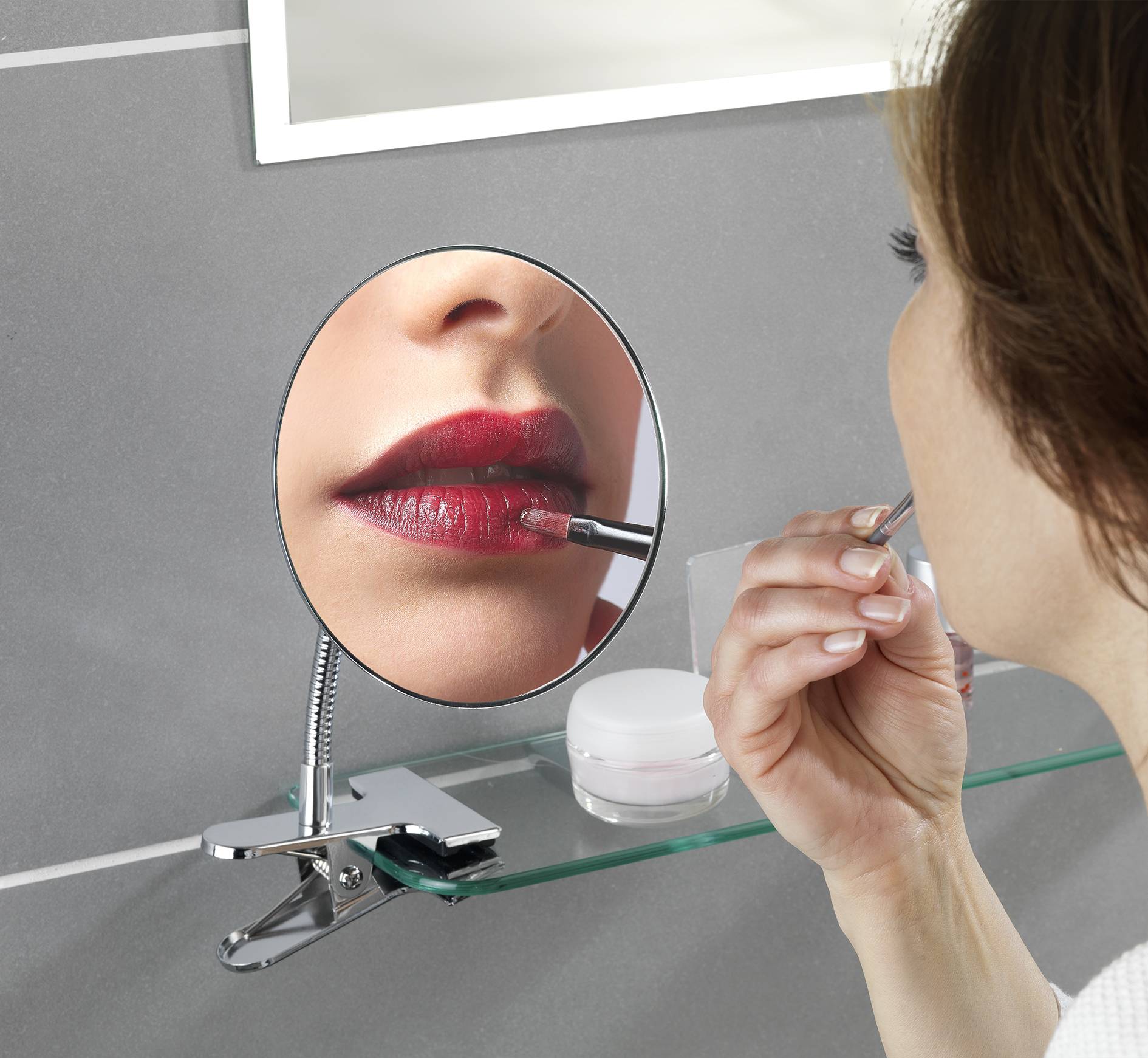 Wenko 22195100 Clip Standspiegel schwenkbar, höhenverstellbar Chrom