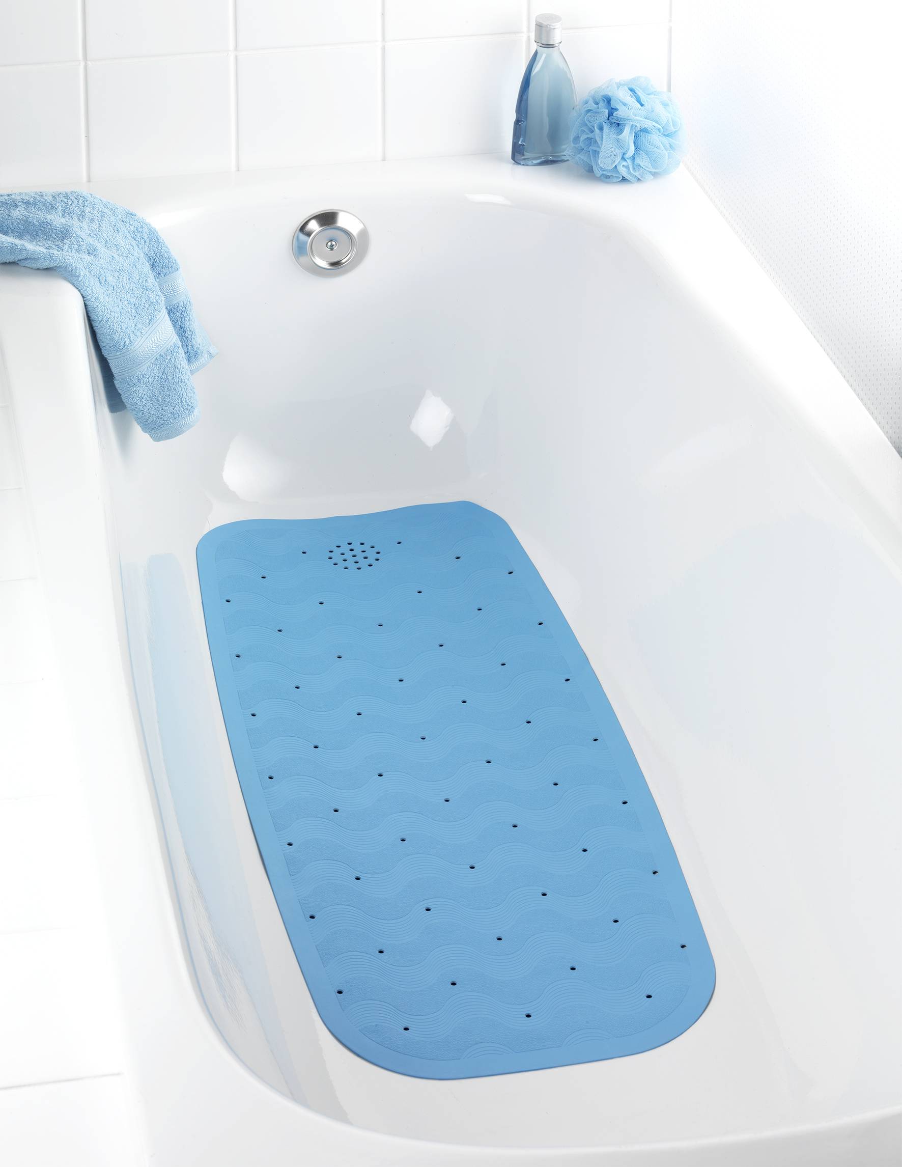 Wenko 84371500 Wanneneinlage Naturkautschuk Blau waschbar 1St.