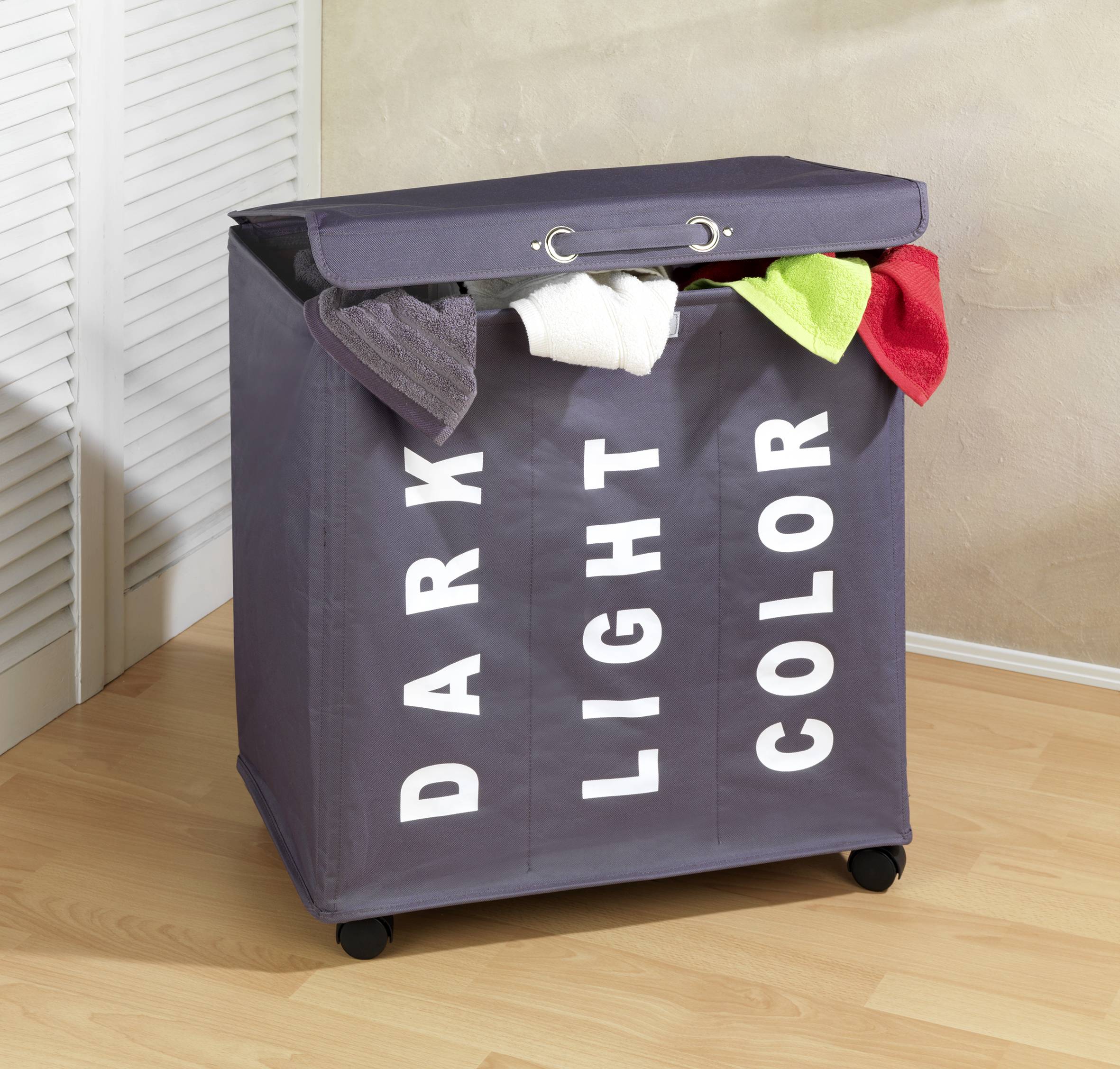 WENKO Wäschesammler Trivo Grau, Wäschekorb, 116 l