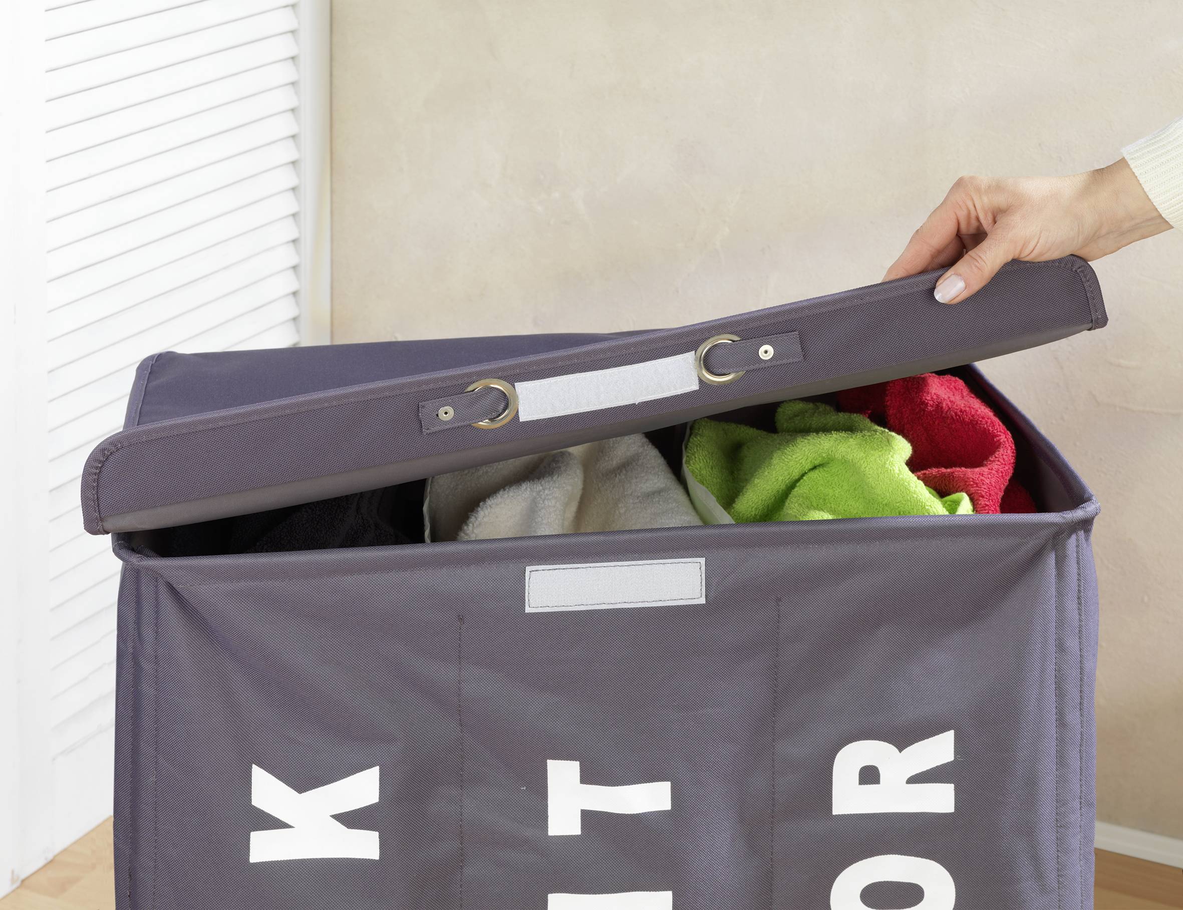 WENKO Wäschesammler Trivo Grau, Wäschekorb, 116 l