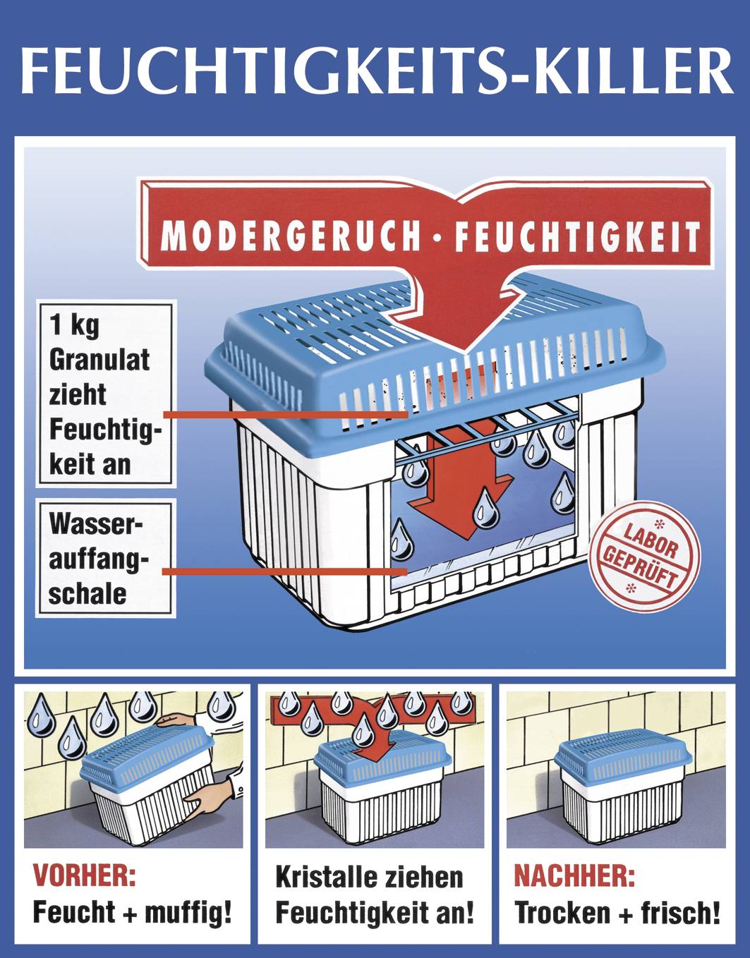 Wenko 69202800 Luftentfeuchter 50m² Weiß, Blau