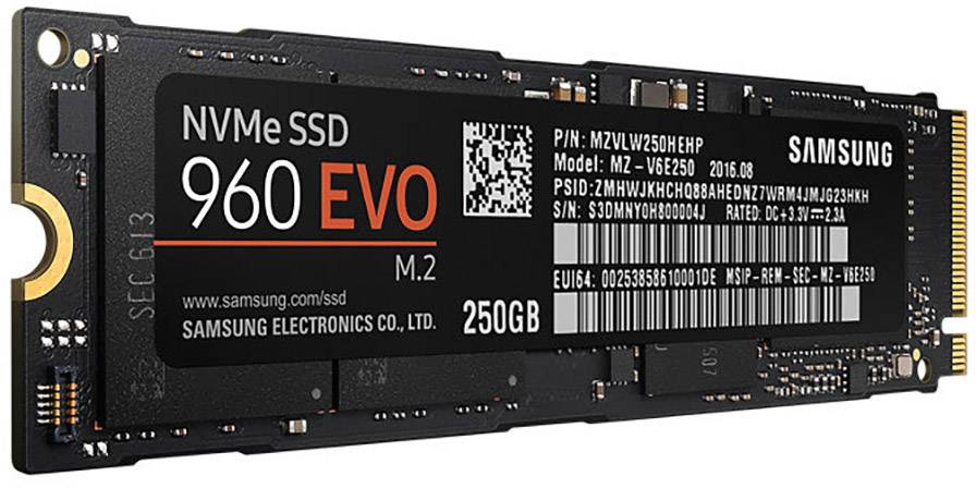 Samsung 960 EVO 250 GB Interne M.2 PCIe NVMe SSD 2280 M.2 NVMe PCIe 3.0 x4 Retail MZ-V6E250BW