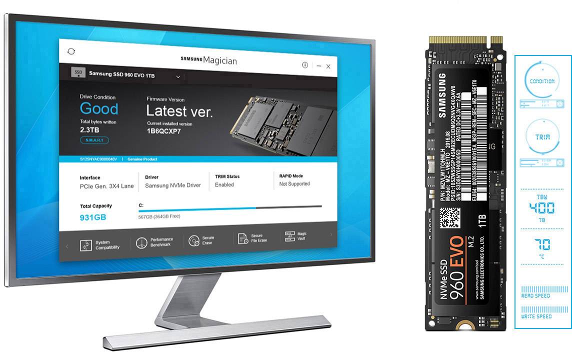 Samsung 960 EVO 250 GB Interne M.2 PCIe NVMe SSD 2280 M.2 NVMe PCIe 3.0 x4 Retail MZ-V6E250BW