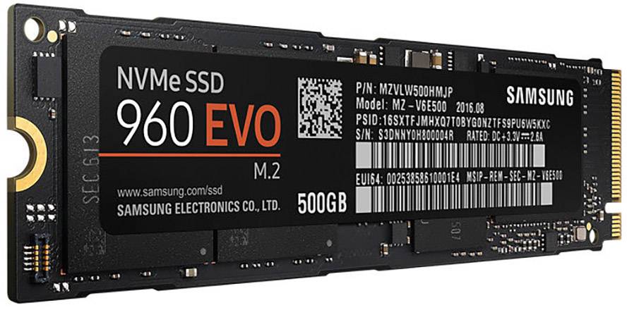 Samsung 960 EVO 500 GB Interne M.2 PCIe NVMe SSD 2280 PCIe 3.0 x4 Retail MZ-V6E500BW
