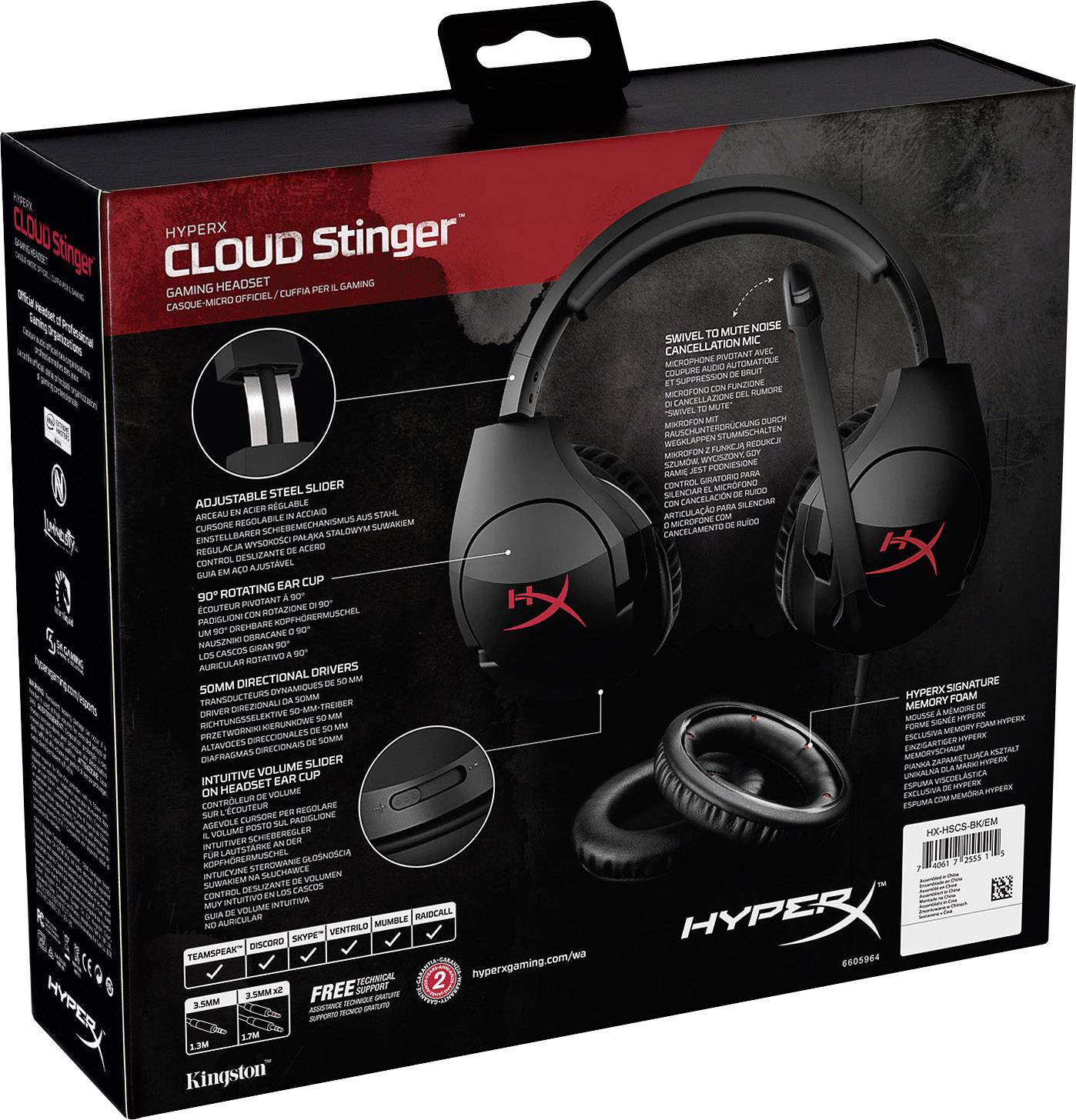 HyperX Cloud Stinger Gaming Headset 3.5mm Klinke schnurgebunden Over Ear Schwarz