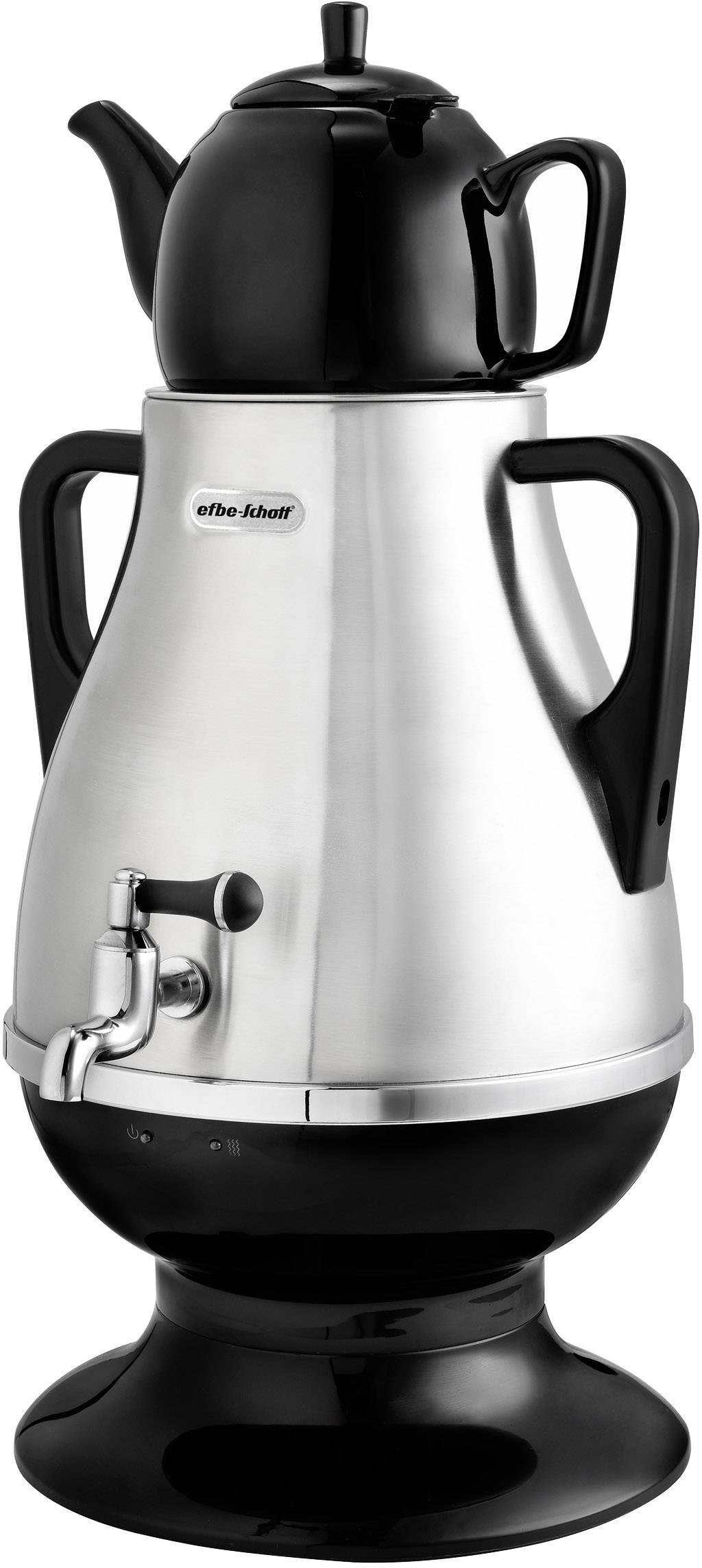 EFBE Schott Samowar mit Teekanne Teemaschine Silber, Schwarz