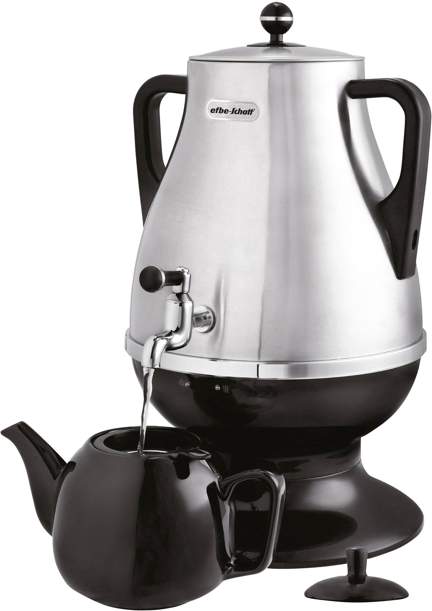 EFBE Schott Samowar mit Teekanne Teemaschine Silber, Schwarz