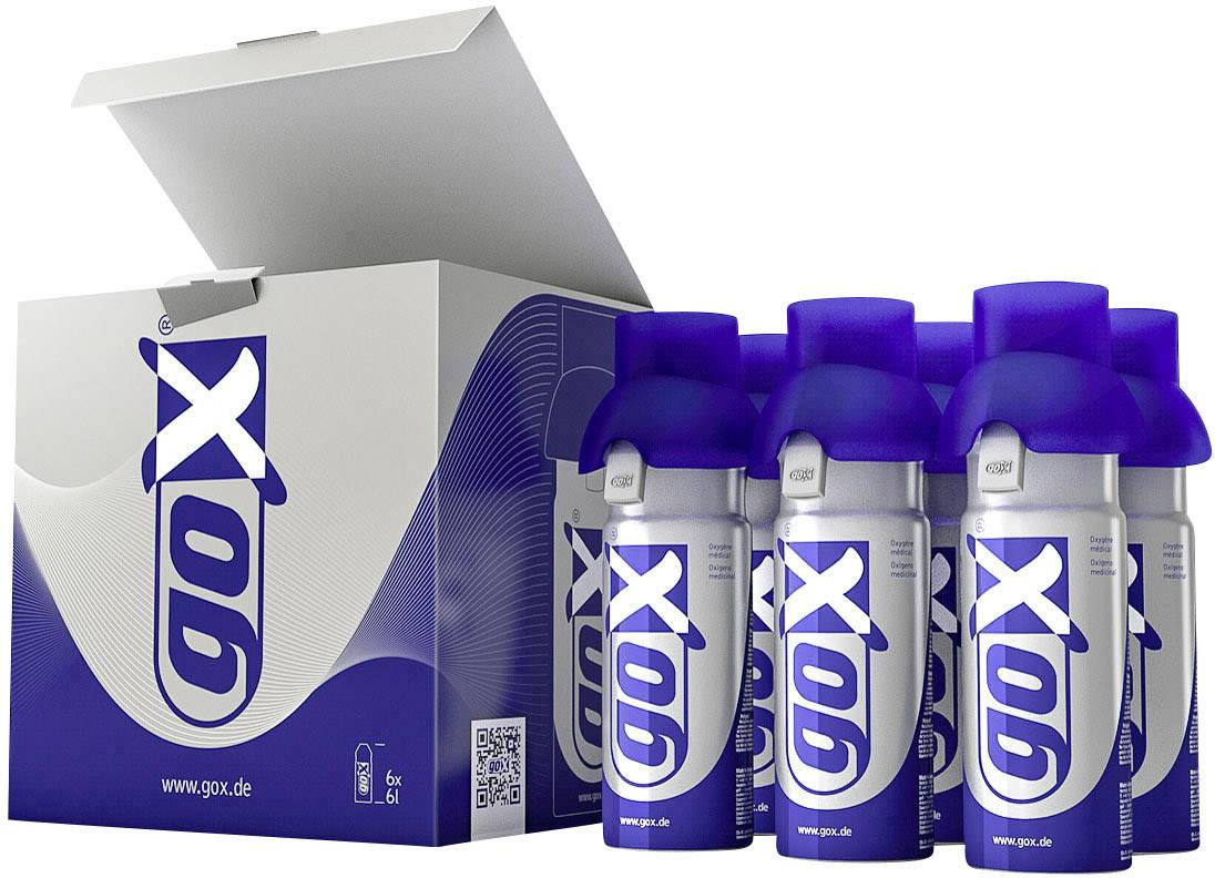 goX Sauerstoff 6 l, 6er Pack Inhalator mit Inhalationsmaske