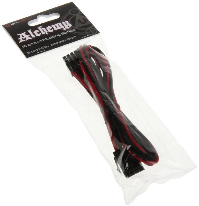 Bitfenix Strom Verlängerungskabel [1x EPS-Strom-Stecker 8pol. - 1x EPS-Strom-Buchse 8pol.] 0.45m Rot, Schwarz
