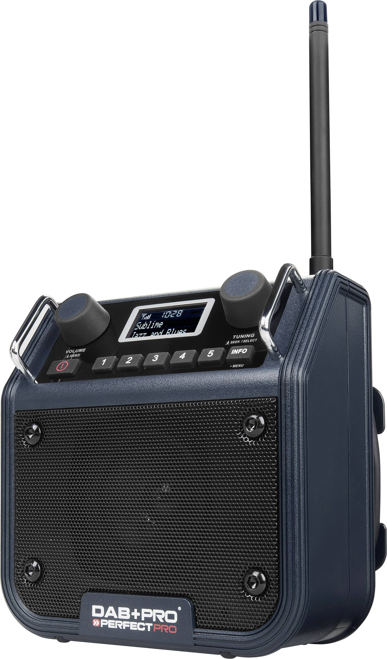 PerfectPro DAB+ PRO Baustellenradio DAB+, UKW AUX spritzwassergeschützt, stoßfest, staubdicht Blue Shadow