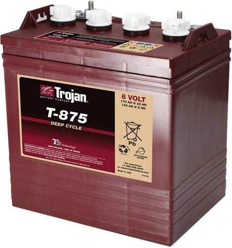 Trojan T-875EHPT, BCI GC8 Bleiakku 8V 170Ah Blei-Säure (B x H x T) 259 x 283 x 179mm M8-Schraubansc