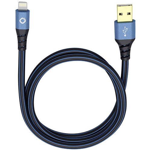 N/A N/A [1x USB 2.0 type A mâle - 1x Dock Apple mâle Lightning] 25.00 cm bleu, noir Oehlbach USB Plus LI