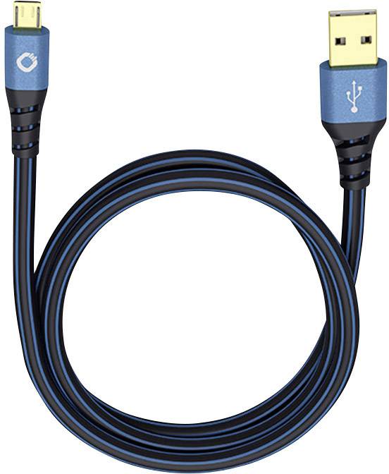 Oehlbach USB-Kabel USB 2.0 USB-A Stecker, USB-Micro-B Stecker 5.00m Blau vergoldete Steckkontakte 9334
