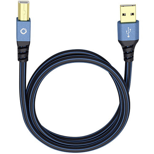 Oehlbach USB-Kabel USB 2.0 USB-A Stecker, USB-B Stecker 5.00m Blau vergoldete Steckkontakte 9344