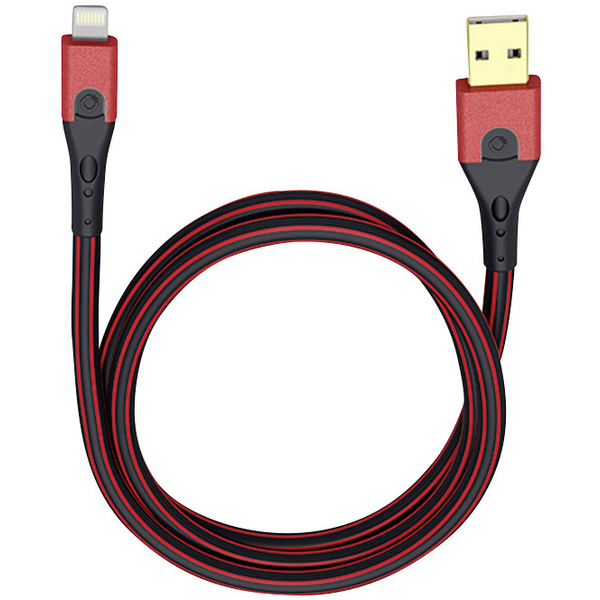 iPad/iPhone/iPod Datenkabel/Ladekabel [1x USB 2.0 Stecker A - 1x Apple Lightning-Stecker] 1.00 m Rot/Schwarz Oehlbach USB