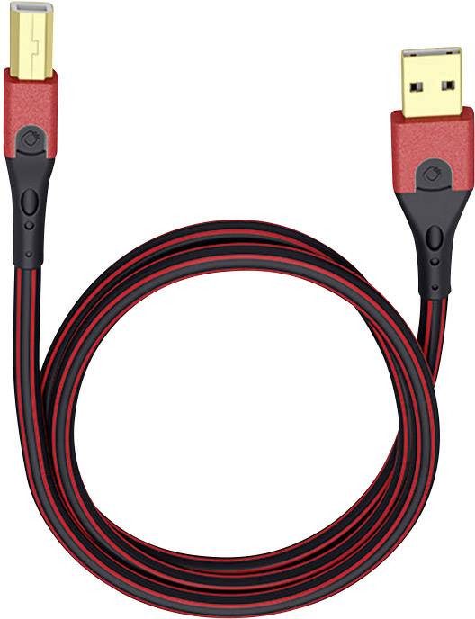 Oehlbach USB-Kabel USB 2.0 USB-A Stecker, USB-B Stecker 5.00 m Rot/Schwarz vergoldete Steckkontakte 9424
