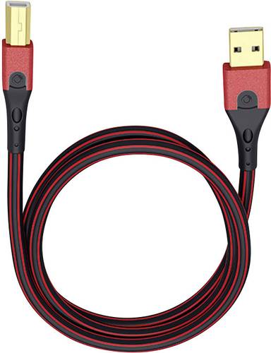 Oehlbach USB Kabel USB 2.0 USB A Stecker, USB B Stecker 10.00m Rot Schwarz vergoldete Steckkontakte  - Onlineshop Voelkner