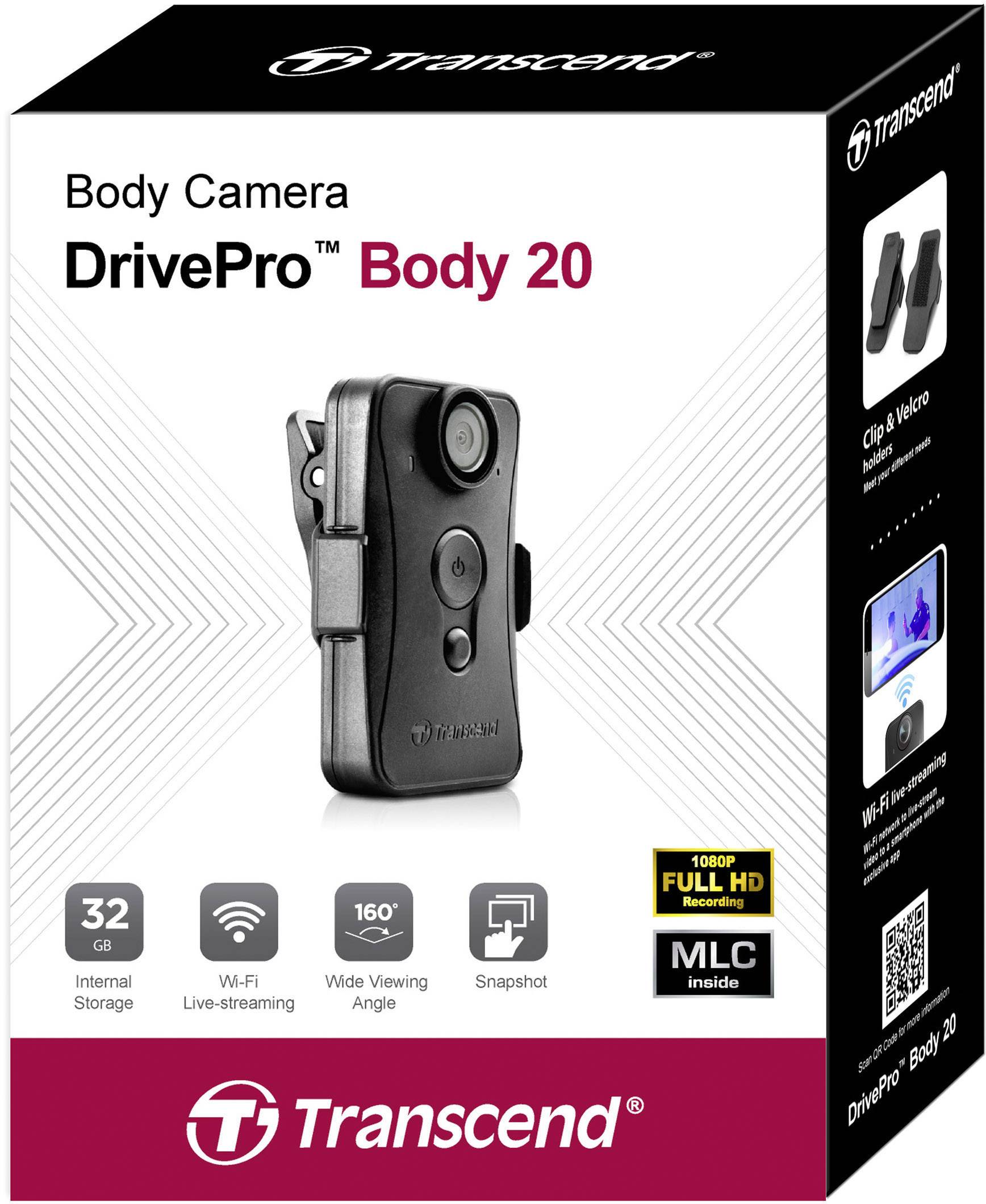 Transcend DrivePro Body 20 Bodycam Full-HD, Mini-Kamera, Wasserfest