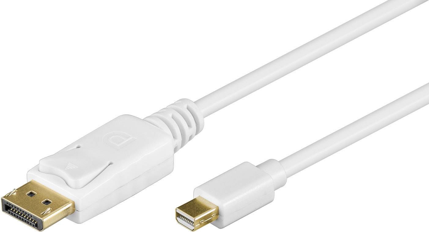 Goobay DisplayPort Anschlusskabel 2.00 m Weiß 52859 vergoldete Steckkontakte DisplayPort-Kabel