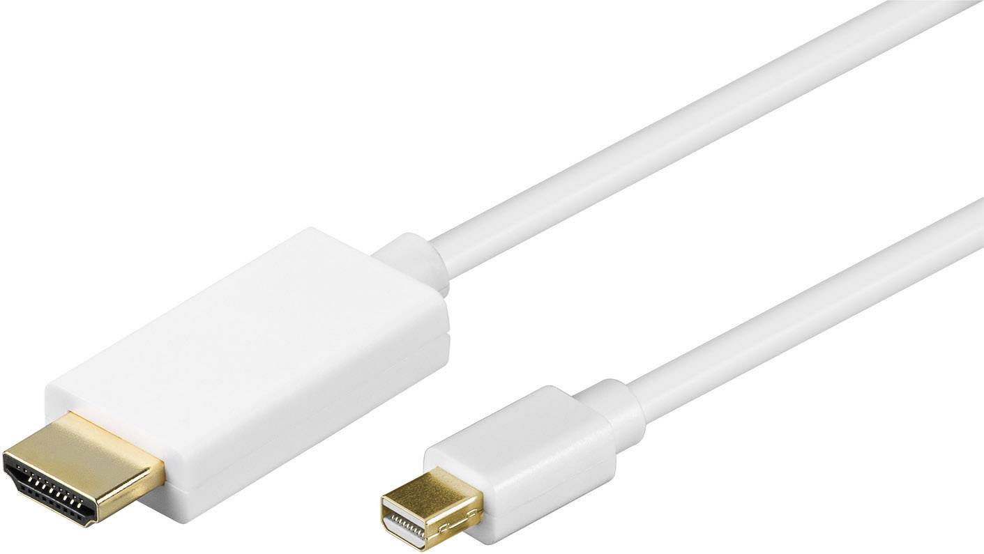Goobay Mini-DisplayPort / HDMI Anschlusskabel 2.00 m Weiß 52861 vergoldete Steckkontakte DisplayPort-Kabel