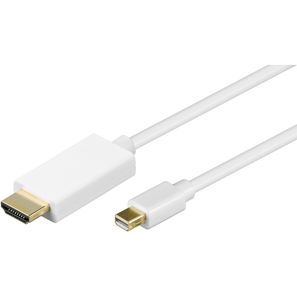 Goobay Mini-DisplayPort / HDMI Anschlusskabel 2.00m vergoldete Steckkontakte Weiß [1x Mini-DisplayPort Stecker - 1x HDMI-Stecker]