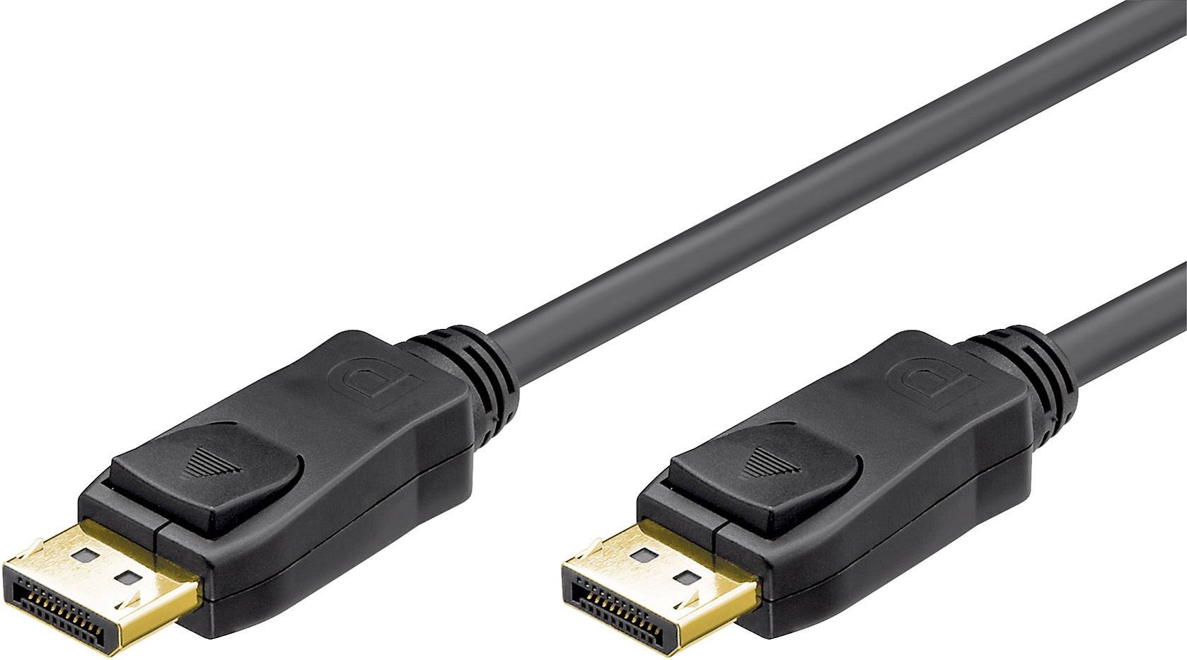 Goobay DisplayPort Anschlusskabel 2.00 m Schwarz 65923 vergoldete Steckkontakte, verriegelbar DisplayPort-Kabel
