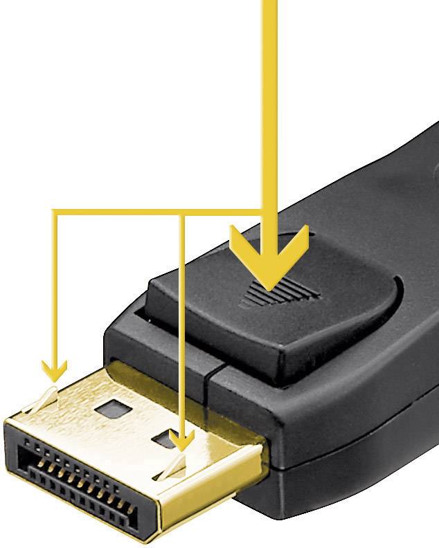 Goobay DisplayPort Anschlusskabel 5.00 m Schwarz 65925 vergoldete Steckkontakte, verriegelbar DisplayPort-Kabel