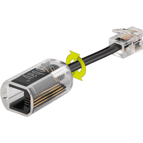 Goobay Kabel-Entzwirler Adapter [1x RJ10-Stecker 4p4c - 1x RJ10-Buchse 4p4c] 0.03 m Schwarz, Transparent