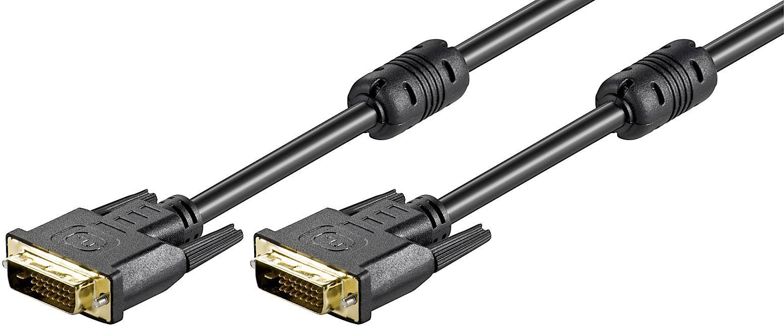 Goobay DVI Anschlusskabel 10.00 m Schwarz 93109 vergoldete Steckkontakte, mit Ferritkern