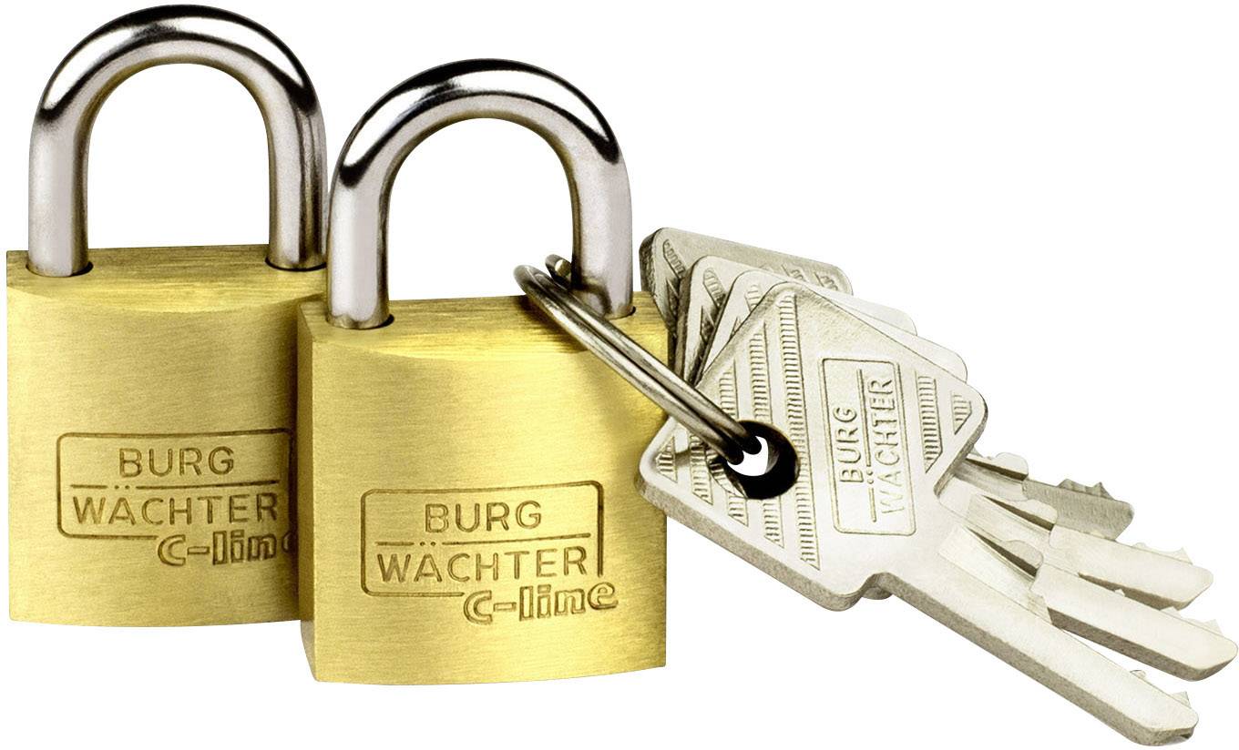 Burg Wächter 2er Set Duo 222 20 SB Vorhängeschloss gleichschließend Messing Schlüsselschloss