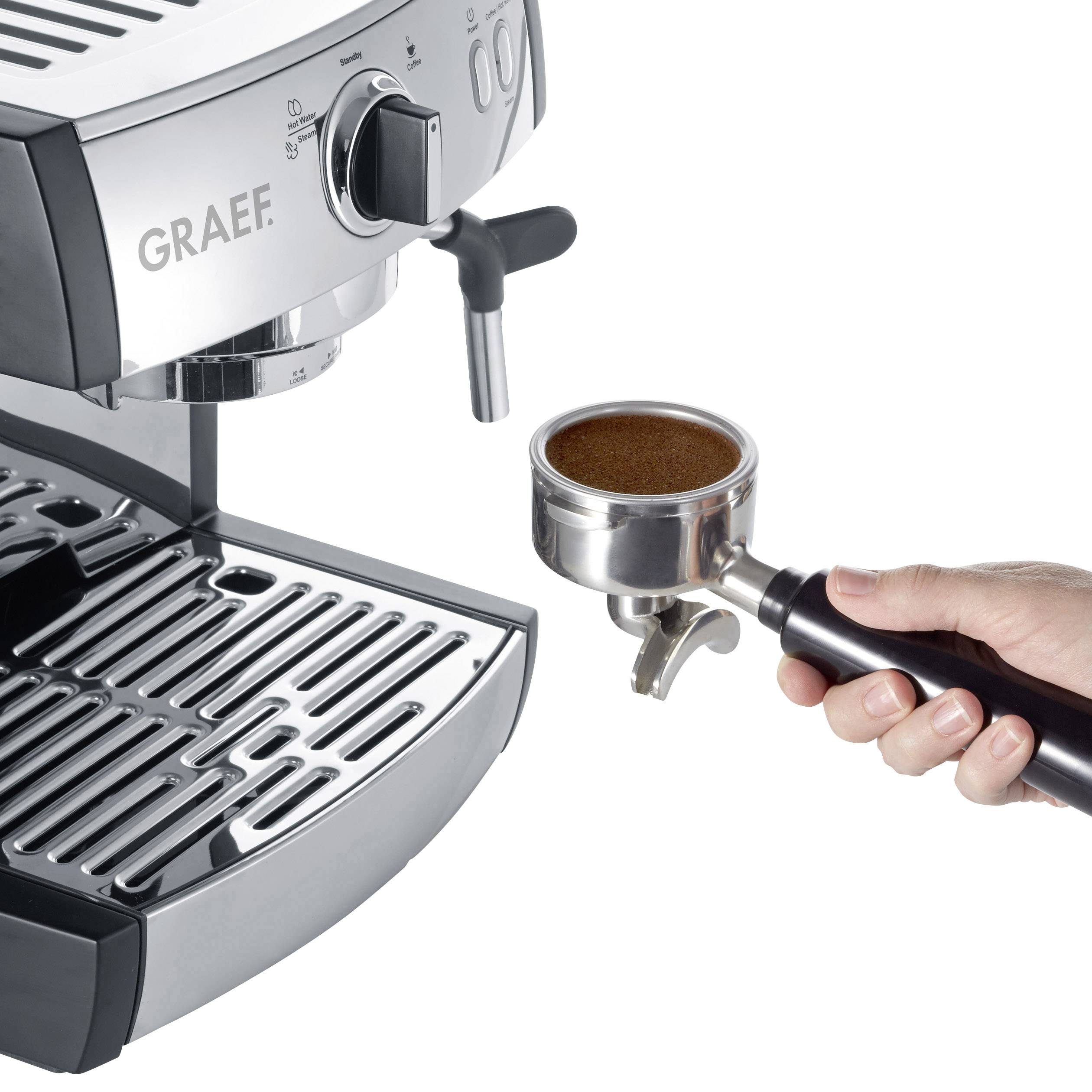 Graef Pivalla EUSET Espressomaschine mit Siebträger Edelstahl 1410 W mit Milchaufschäumdüse