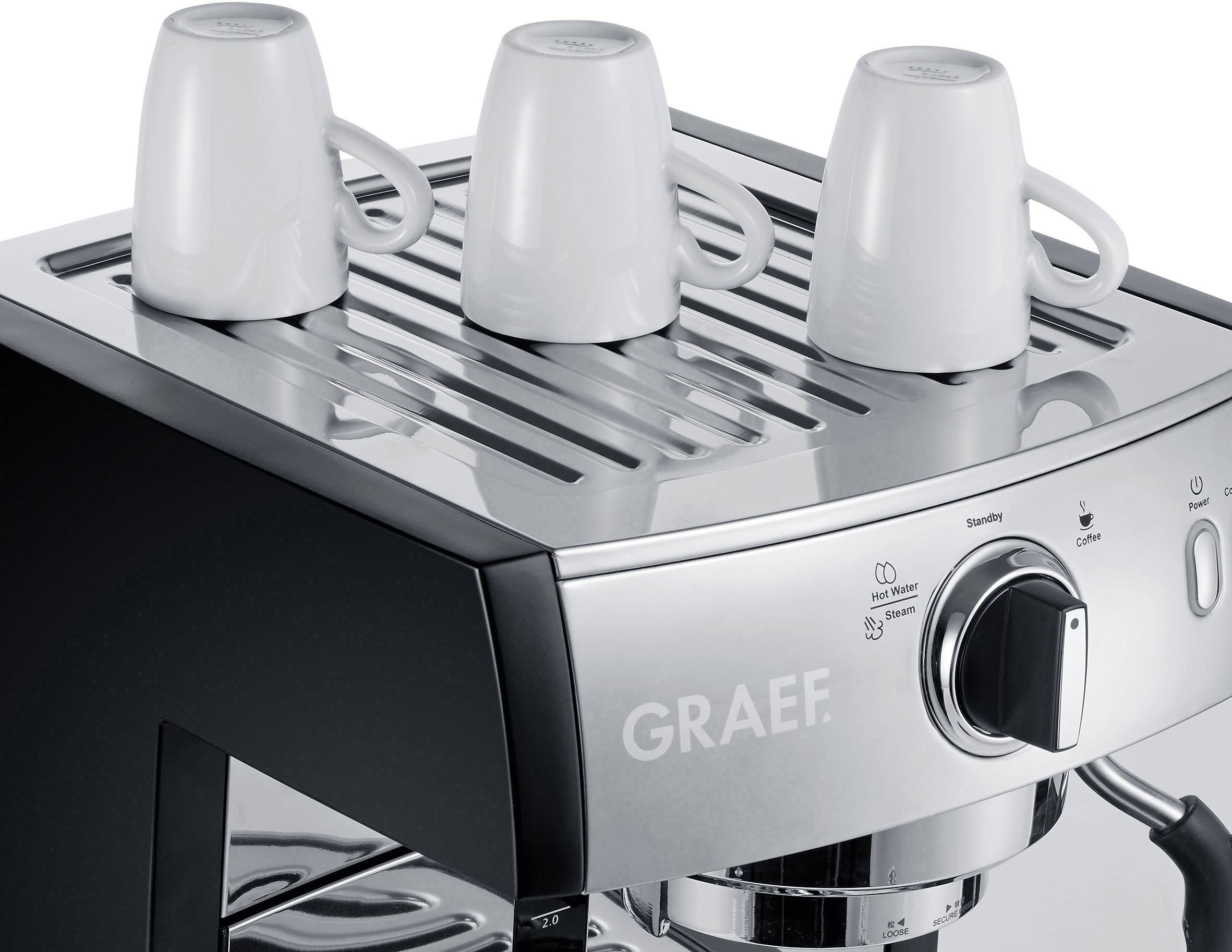 Graef Pivalla EUSET Espressomaschine mit Siebträger Edelstahl 1410 W mit Milchaufschäumdüse