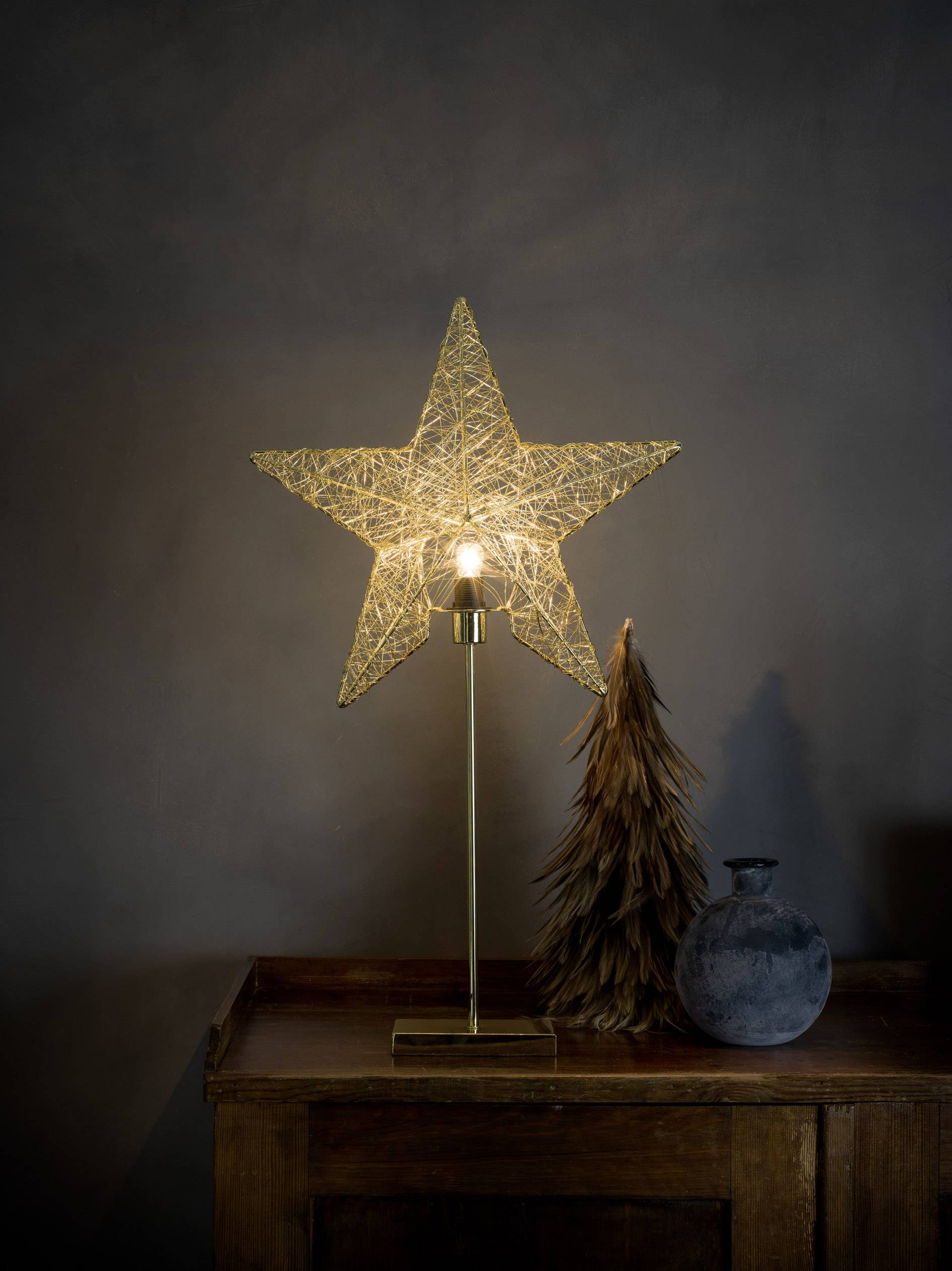 Konstsmide 2995-800 Weihnachtsstern Glühlampe, LED Messing mit Schalter