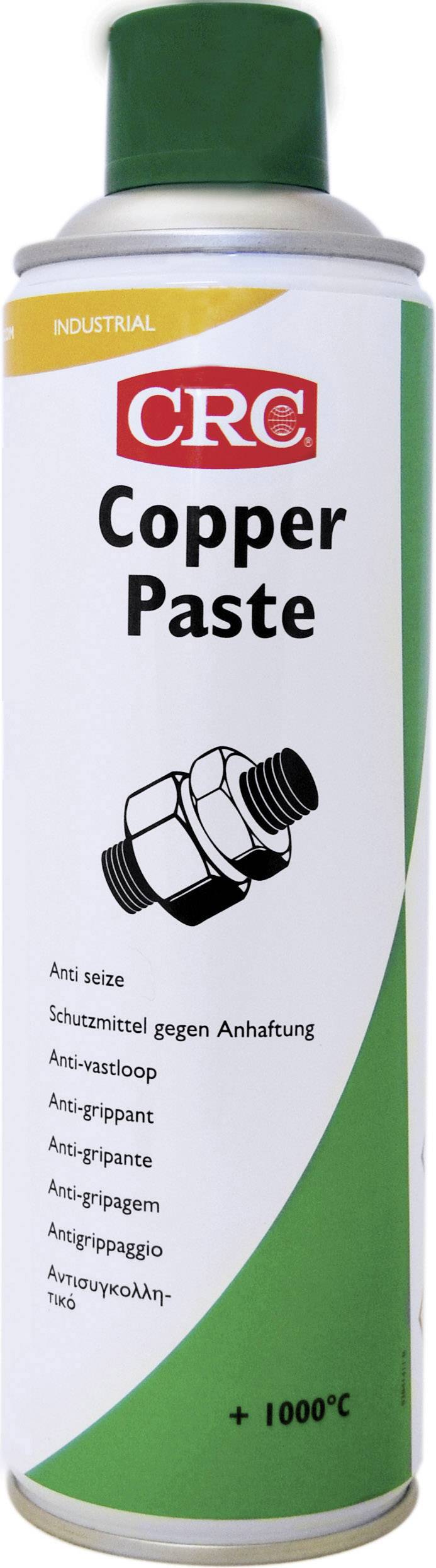 'CRC Copper Paste' Spraydose mit grünem und weißem Etikett, verspricht Schutz gegen Anhaftung bei Temperaturen bis zu +1000°C.
