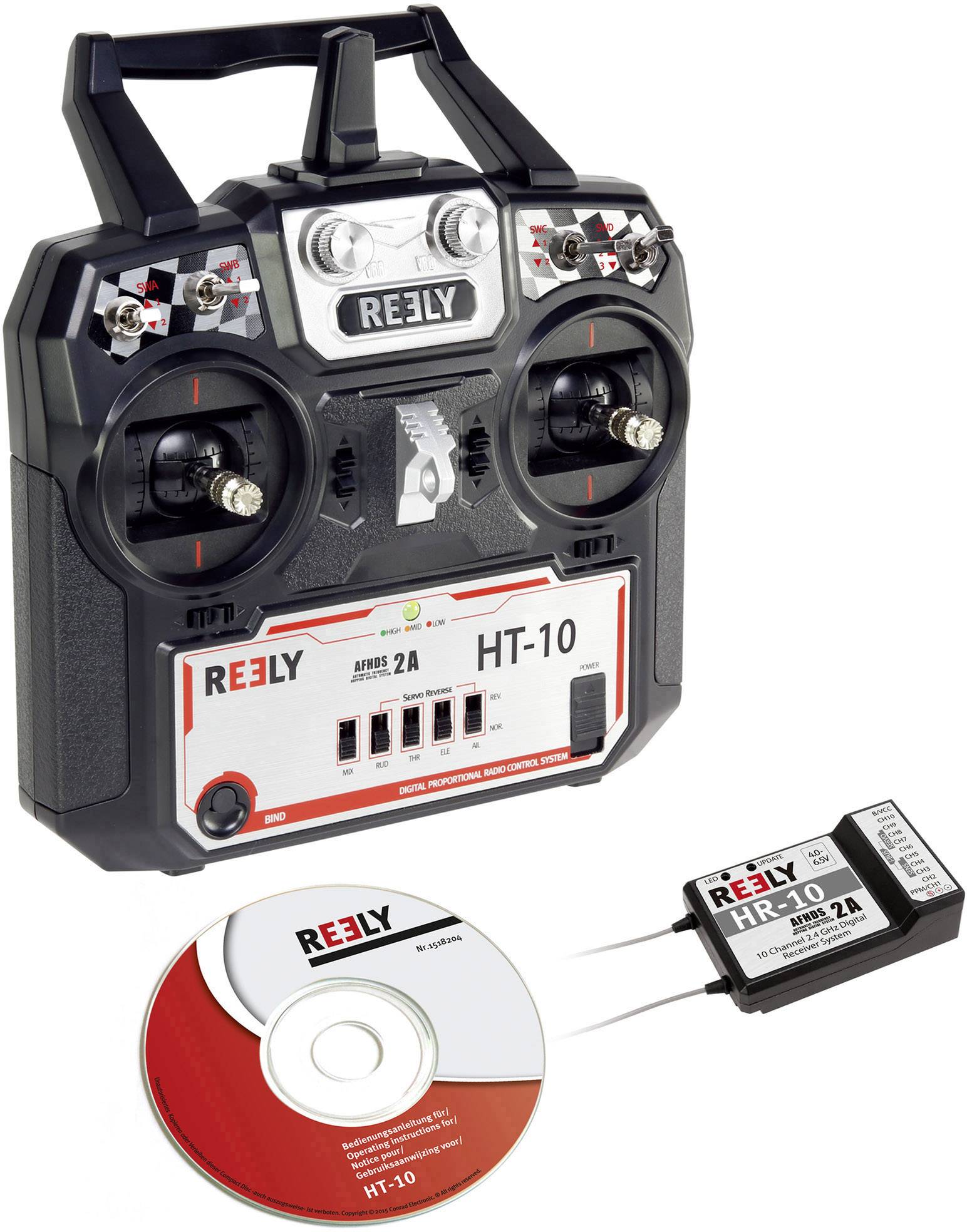 Reely HT-10 Hand-Fernsteuerung 2,4GHz Anzahl Kanäle: 10 inkl. Empfänger