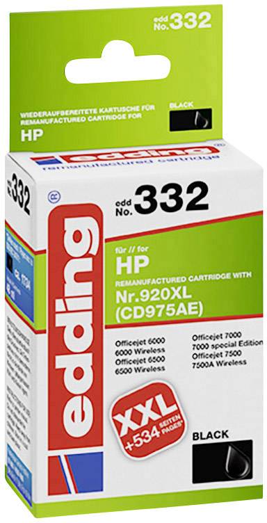 Edding Druckerpatrone ersetzt HP 920, 920XL Kompatibel Schwarz EDD-332 EDD-332