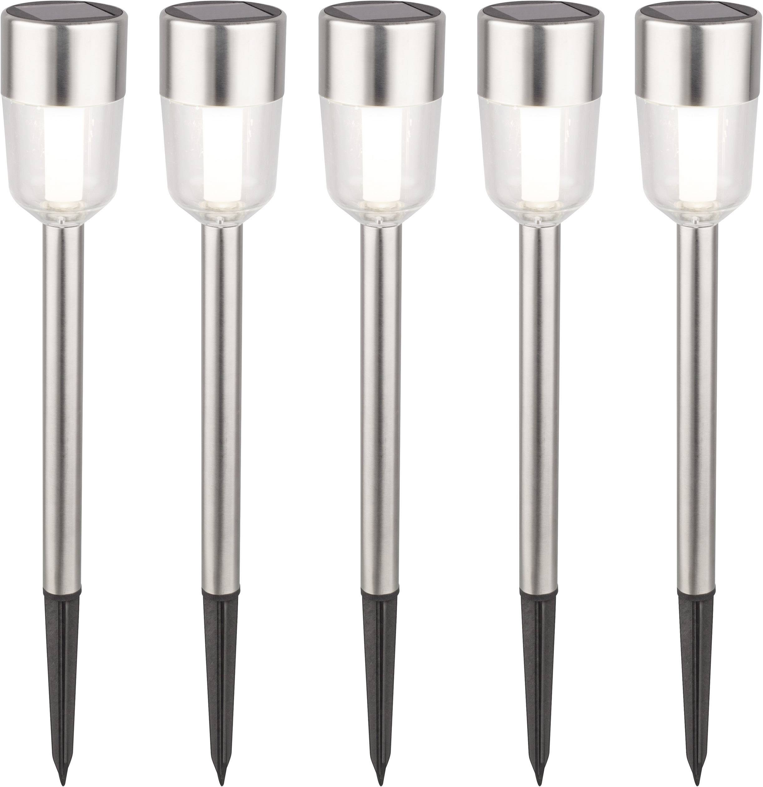 Polarlite Solar-Gartenleuchte 5er Set LED 0.5W Tageslichtweiß Edelstahl