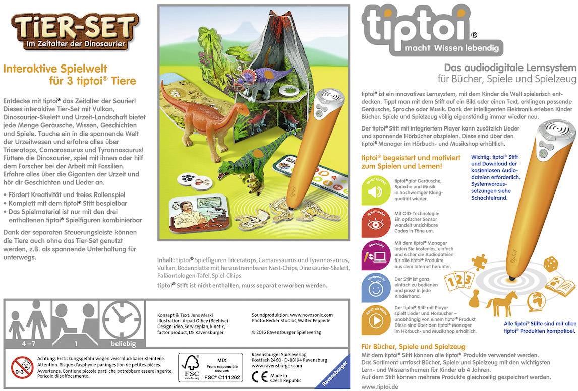 Ravensburger tiptoi® Tier-Set Zeitalter der Dinosaurier