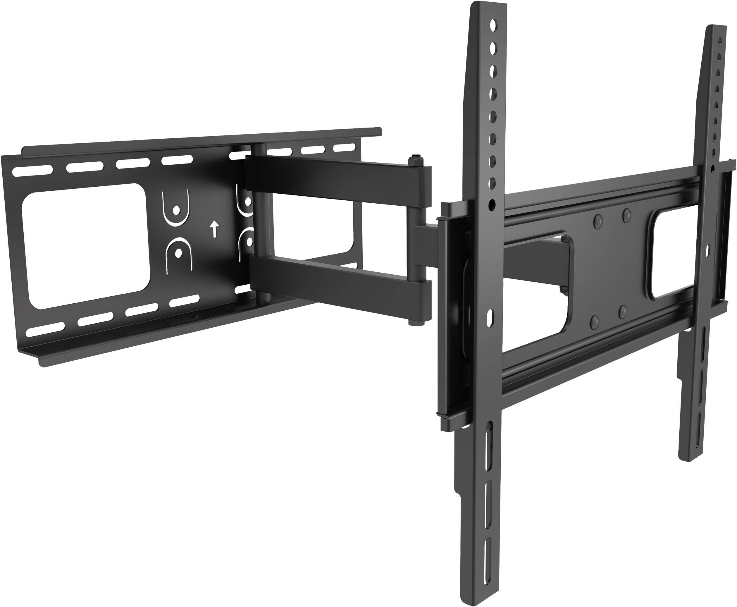 TV-Wandhalterung aus Metall mit schwenkbaren Armen und verstellbaren Halterungen, geeignet für verschiedene Bildschirmgrößen.