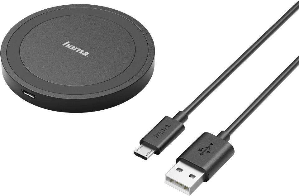 Hama Induktions-Ladegerät 1000 mA Wireless Charger Essential Line 173674 Ausgänge Induktionslade-Standard Schwarz